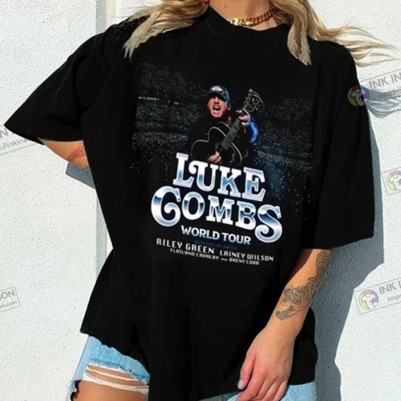 Tops - Luke Combs World Tour Tshirt Country Music Fans Unisex Tee Shirt Combs Tee